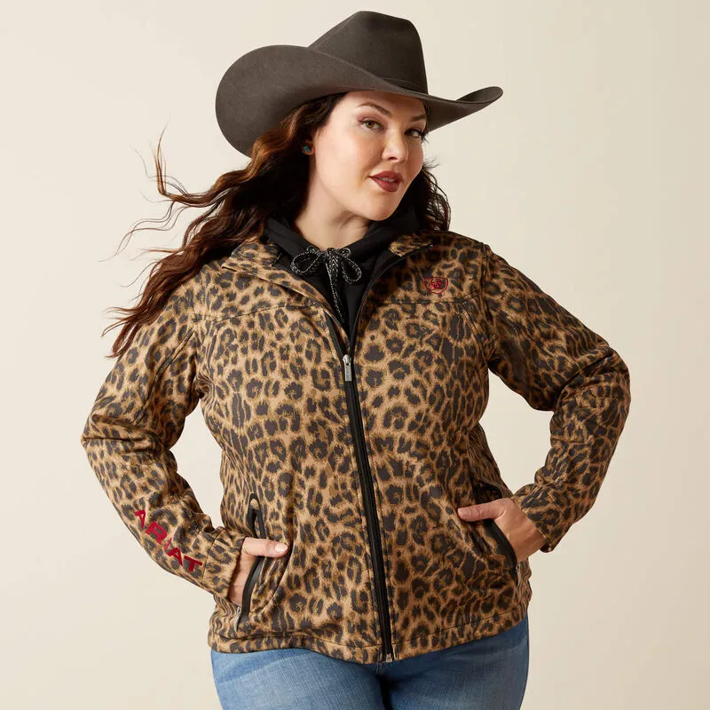 10053013 Women's New Team Softshell Print Jacket LILA LEOPARD By Ariat