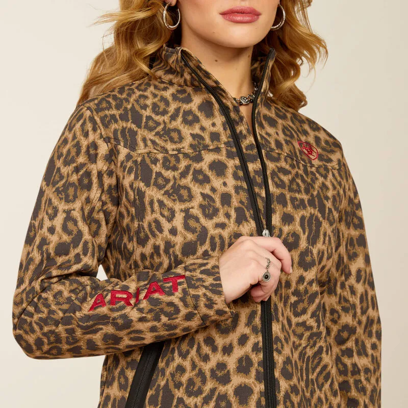 10053013 Women's New Team Softshell Print Jacket LILA LEOPARD By Ariat