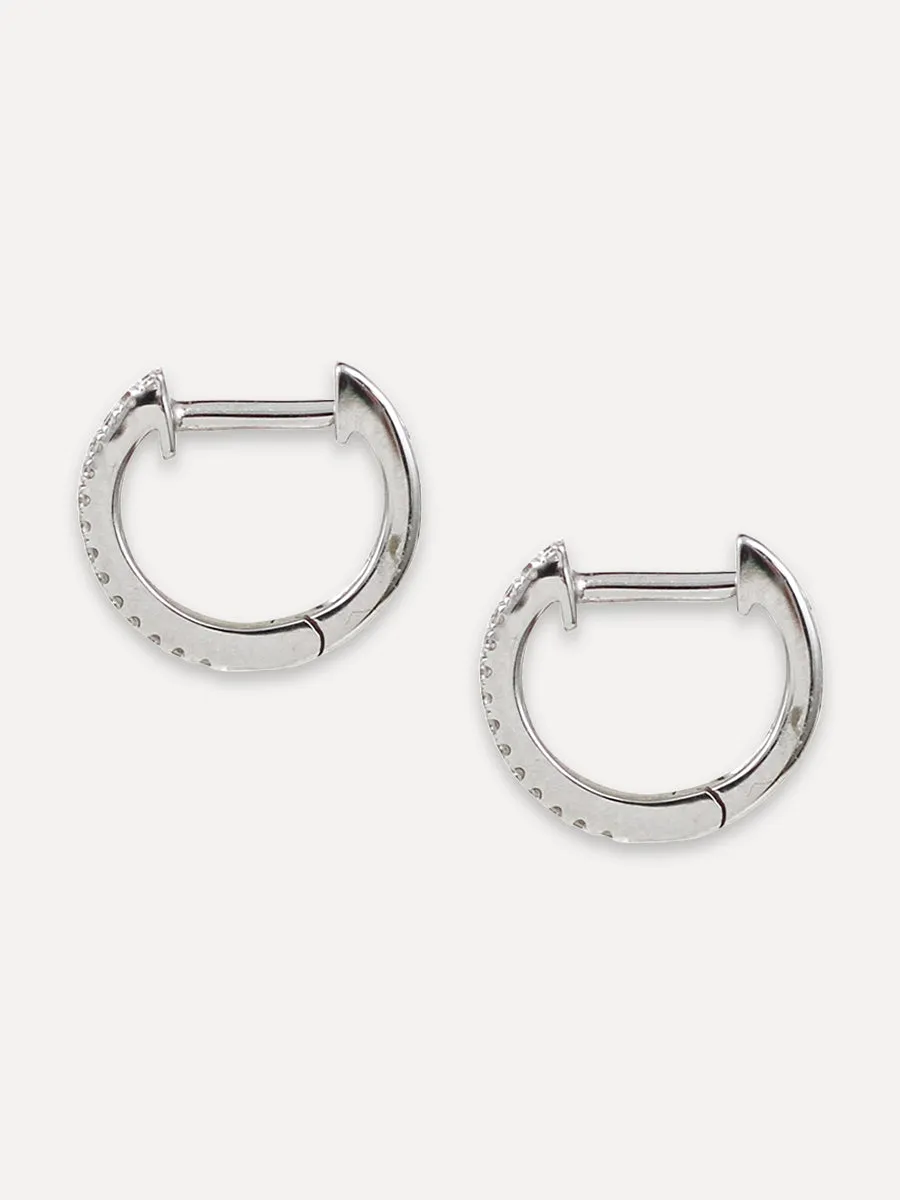 14K Diamond Double Row Mini Huggie Hoops