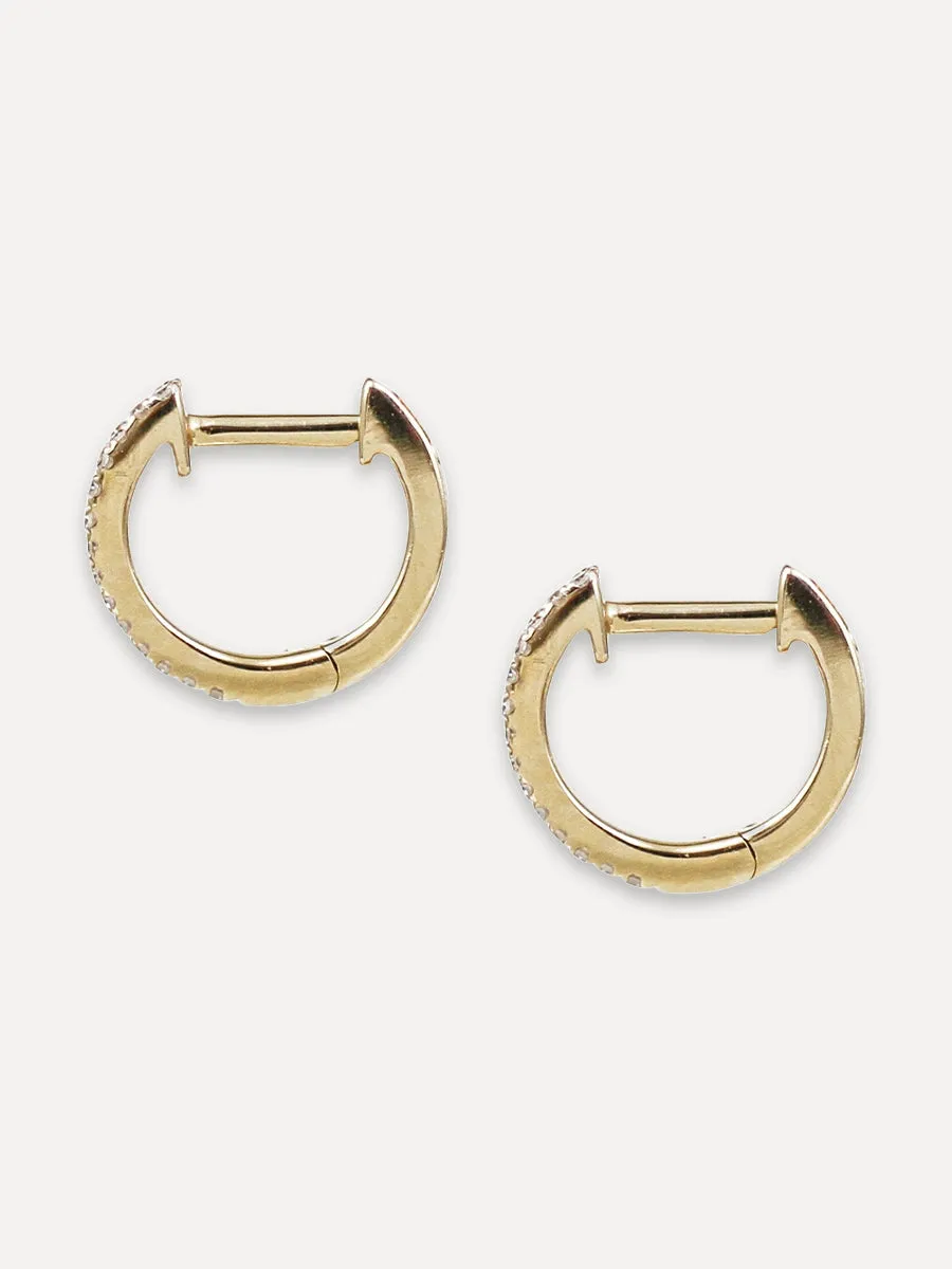 14K Diamond Double Row Mini Huggie Hoops