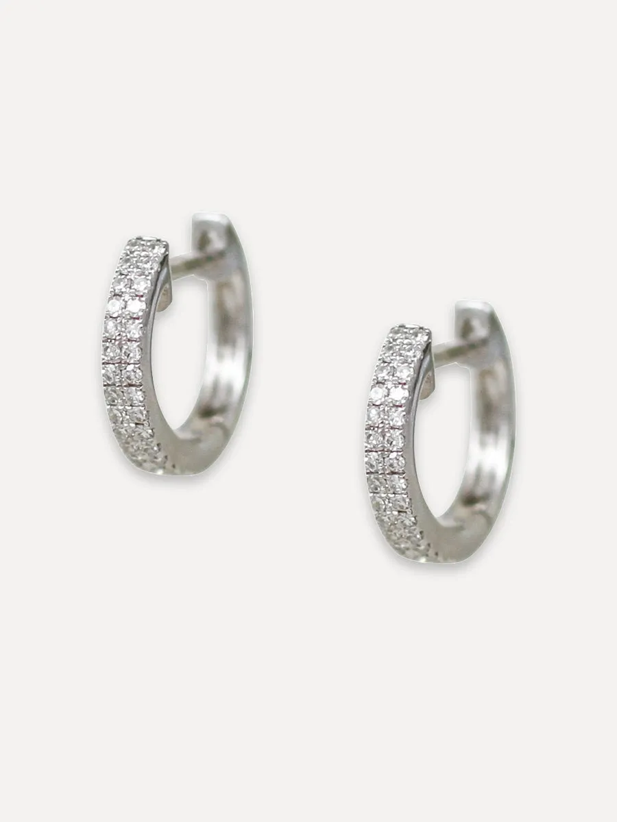 14K Diamond Double Row Mini Huggie Hoops