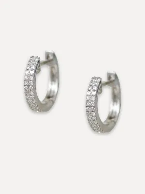 14K Diamond Double Row Mini Huggie Hoops