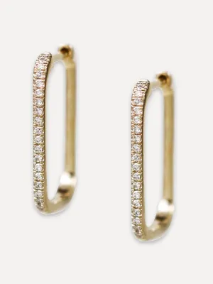 14K Diamond Elongated Square Huggie Hoops