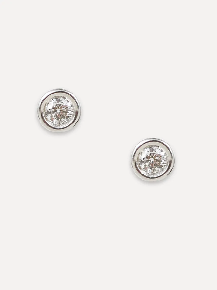 14K Diamond Round Bezel Studs