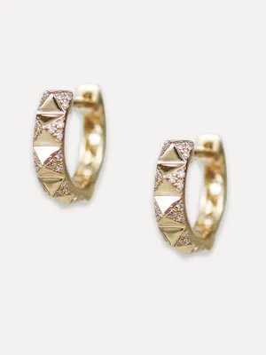 14K Diamond Wide Pyramid Hoops