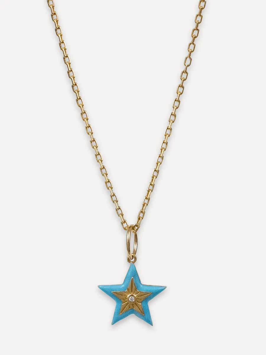 14K Enamel Star Charm