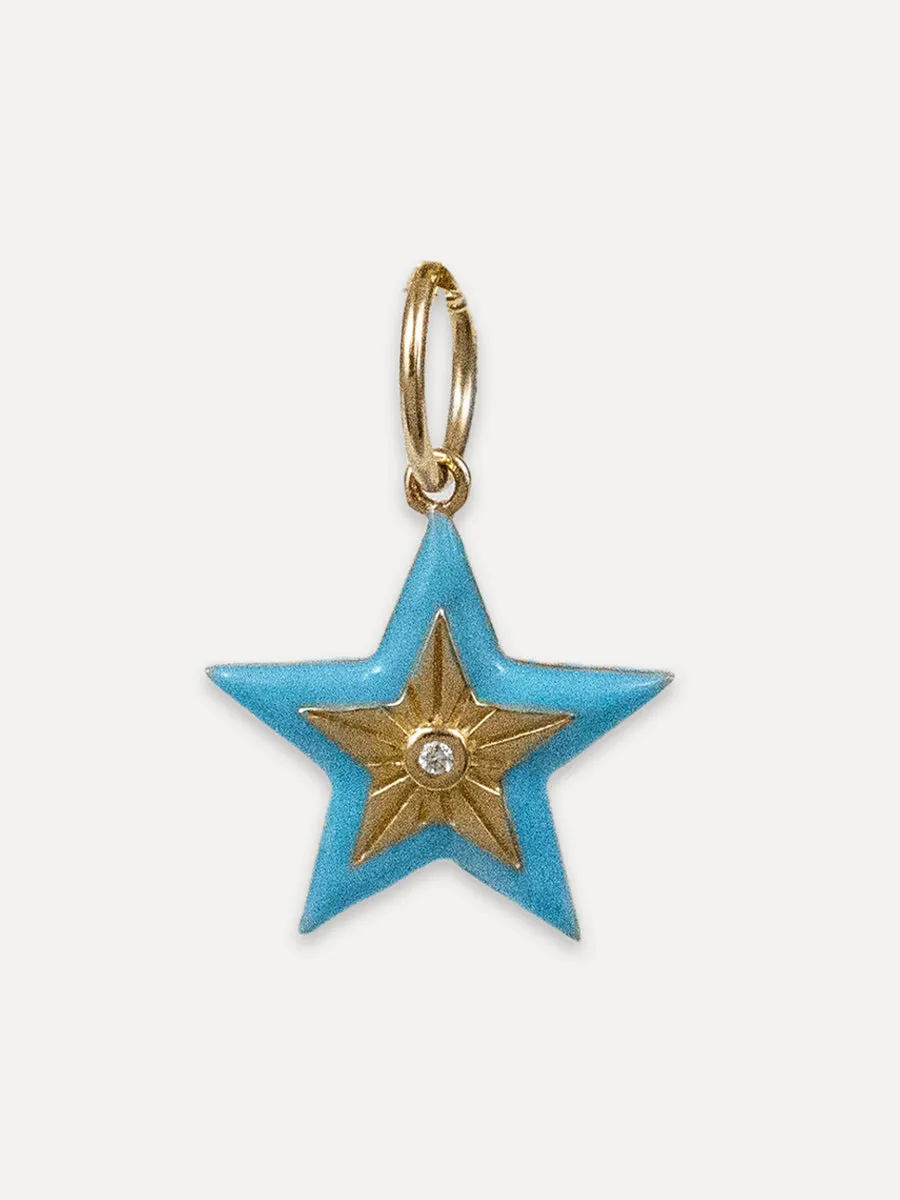 14K Enamel Star Charm