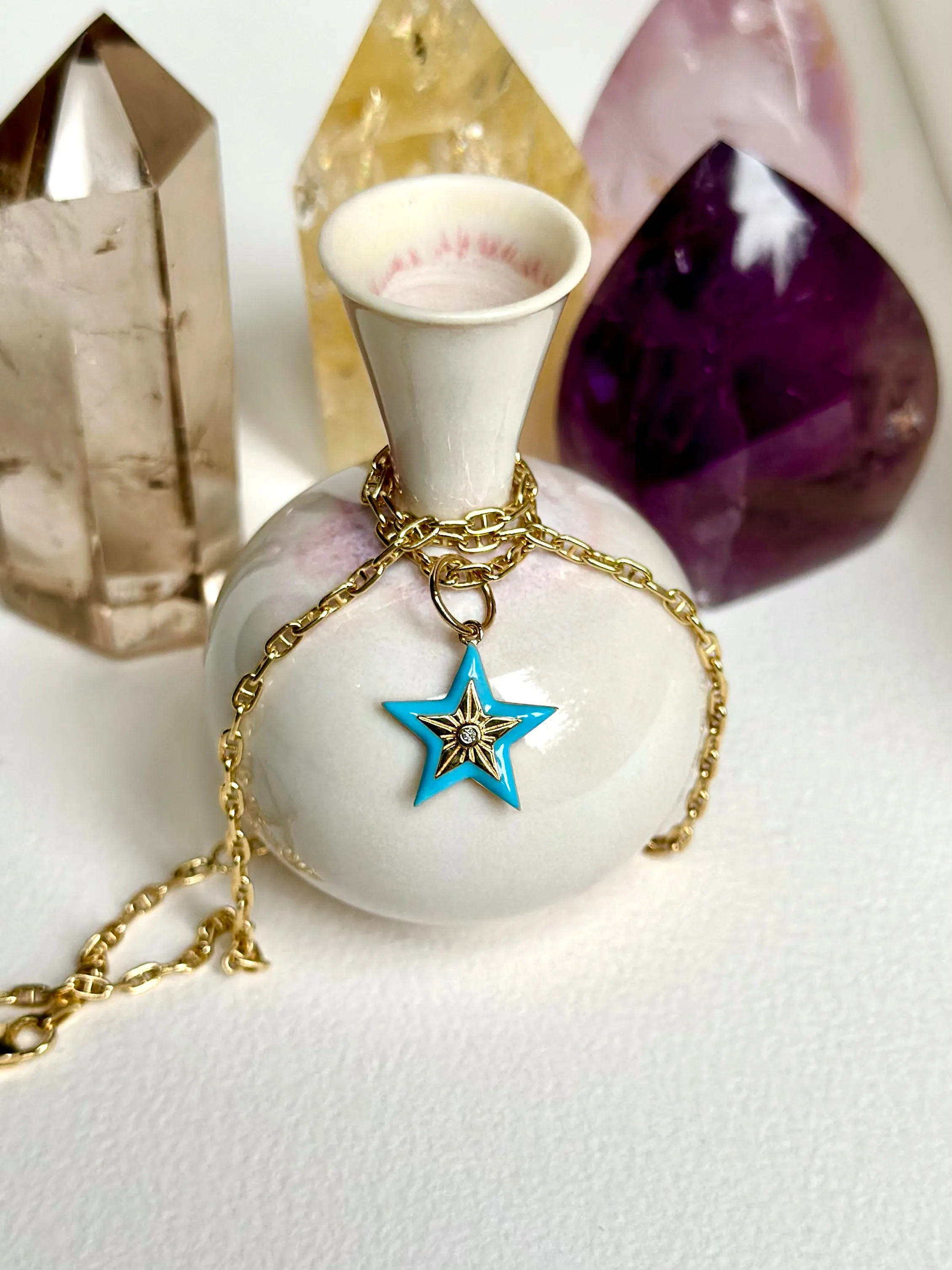 14K Enamel Star Charm