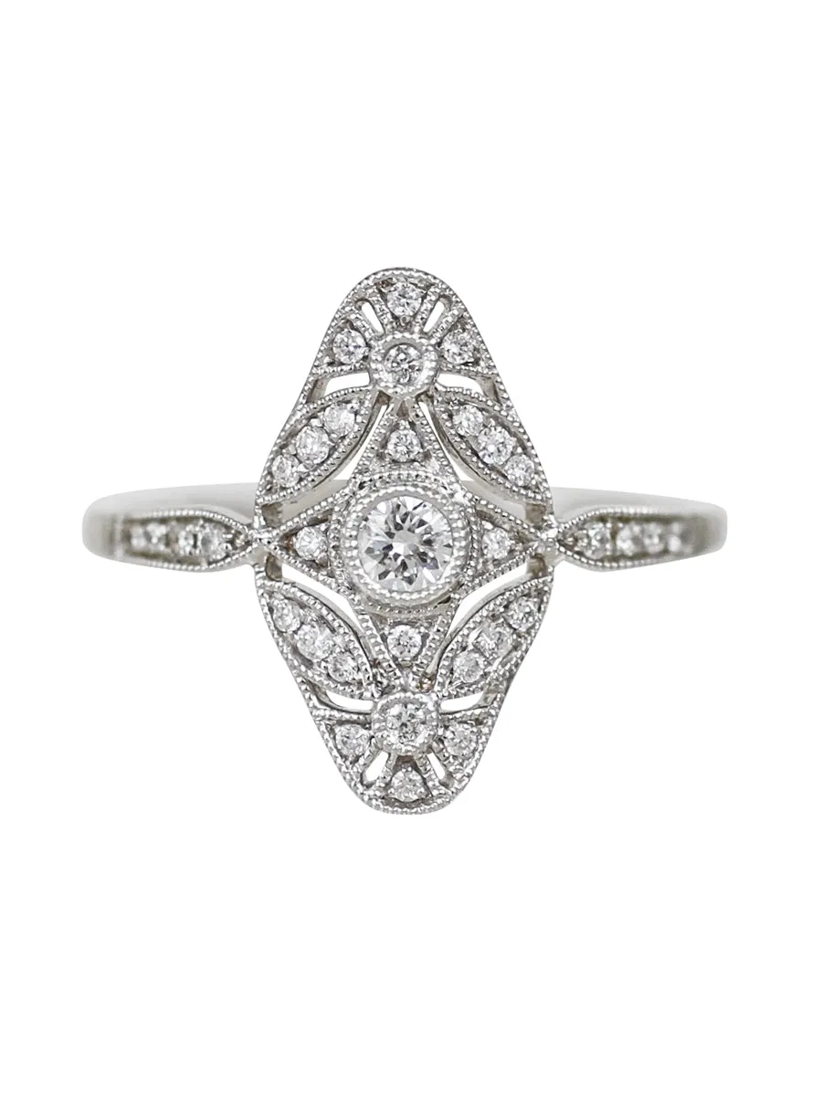 18K Diamond Deco Wallpaper Ring