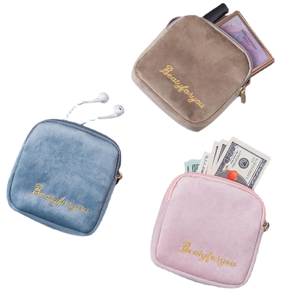 1Pc Mini Waterproof Flannel Storage Bag Coin Credit Card Cosmetics Cotton Strips Business Trip Travel