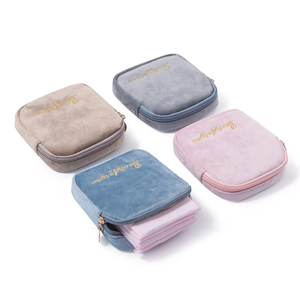 1Pc Mini Waterproof Flannel Storage Bag Coin Credit Card Cosmetics Cotton Strips Business Trip Travel