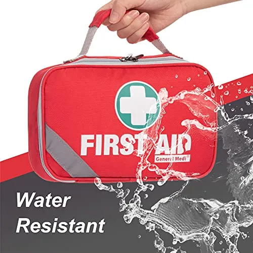 2-in-1 First Aid Kit (215 Piece)   Bonus 43 Piece Mini First Aid Kit -Includes Eyewash, Ice(Cold) Pack, Moleskin Pad and Emergency Blanket for Travel, Home, Office, Car, Workplace