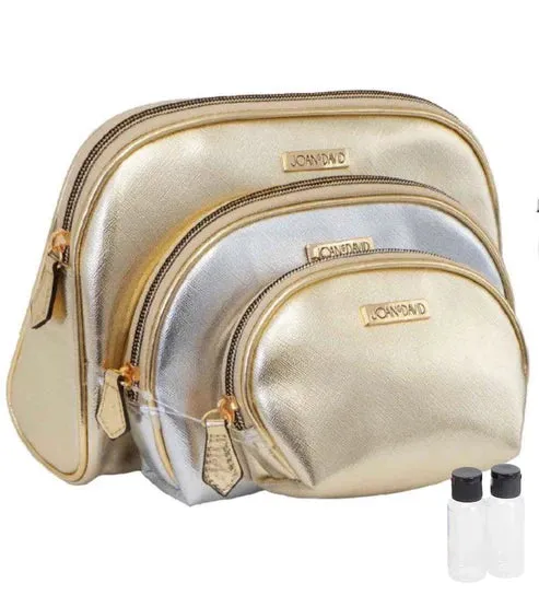 3 Piece Metallic Dome Cosmetic Pouch Set