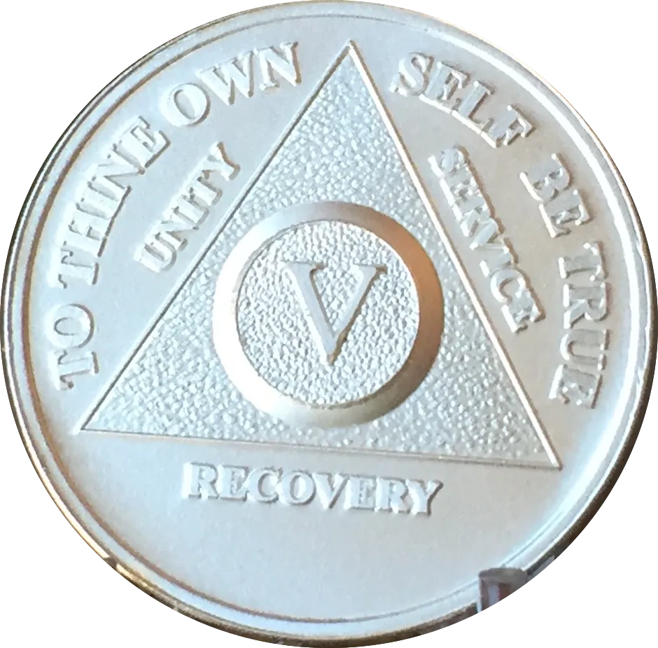 5 Year AA Medallion .999 Fine Silver Sobriety Chip