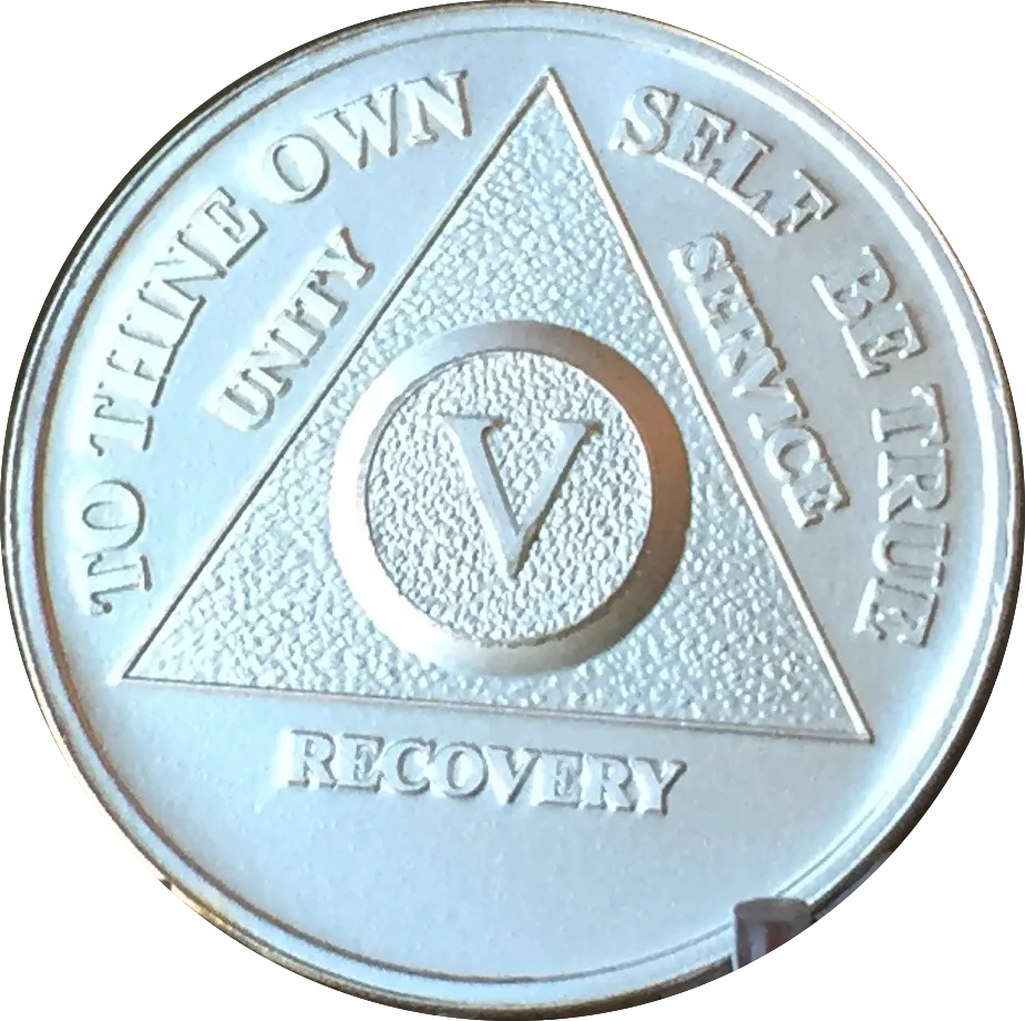 5 Year AA Medallion .999 Fine Silver Sobriety Chip