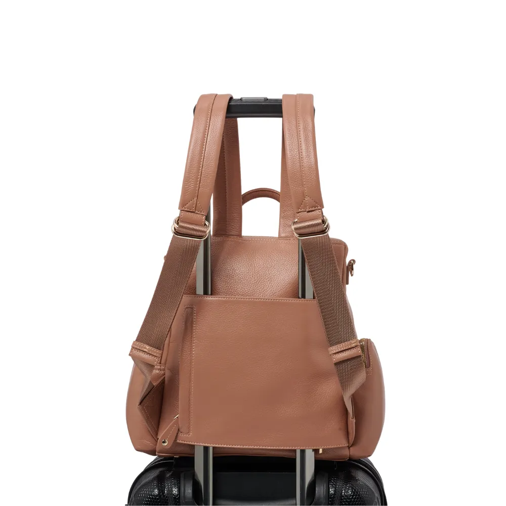 Amber Midi Latte Rose Leather Backpack