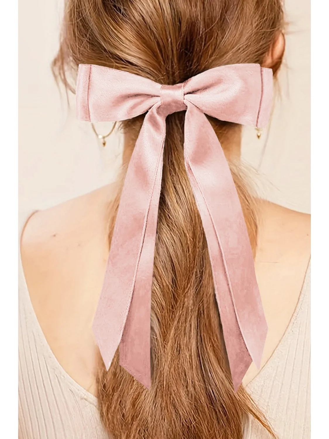 Apricot Pink Elegant Terylene Double Bow Hair Clip