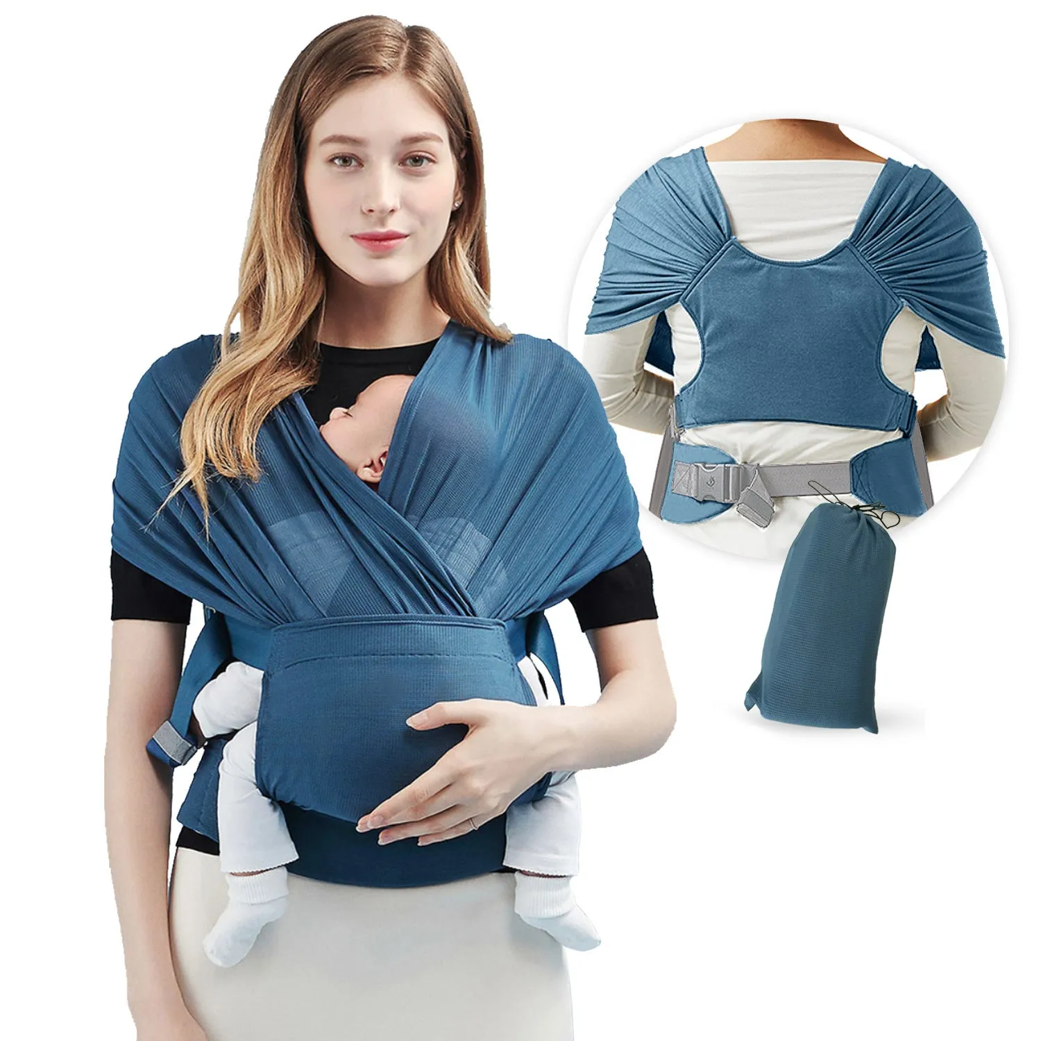 Baby Wrap Carrier Adjustable Baby Sling Soft Breathable Lightweight Hand Free Baby Carrier Sling Baby Carrier Wrap for Newborn