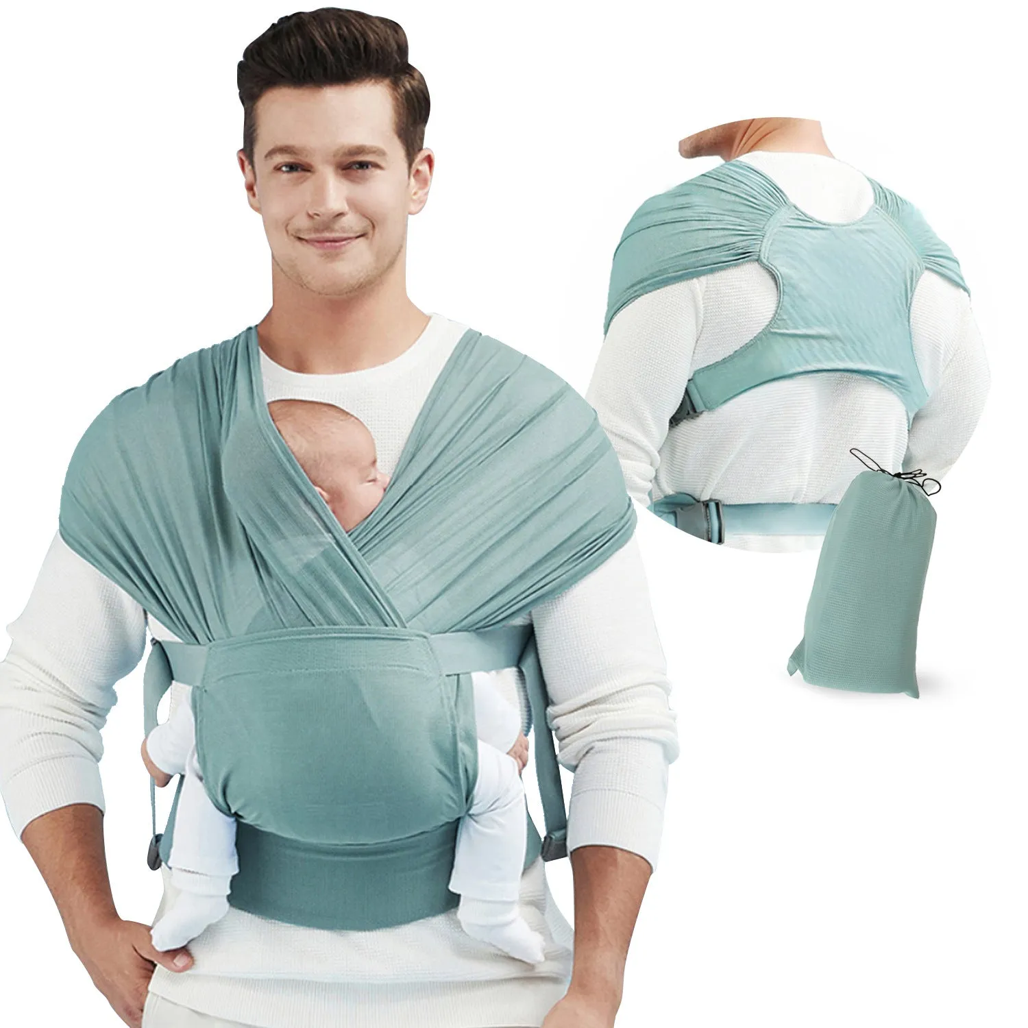 Baby Wrap Carrier Adjustable Baby Sling Soft Breathable Lightweight Hand Free Baby Carrier Sling Baby Carrier Wrap for Newborn