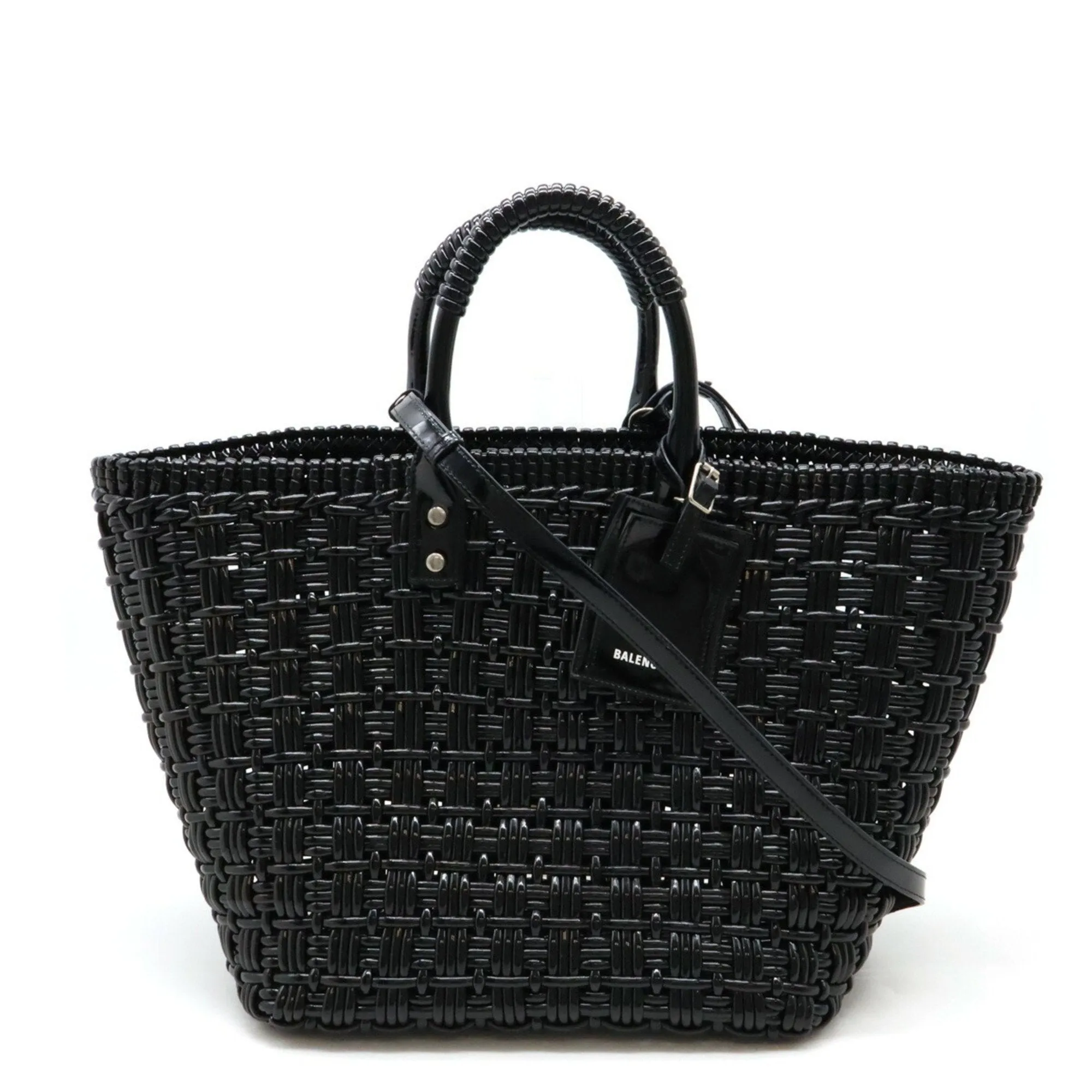 Balenciaga Bistro Basket Black Vinyl Bag