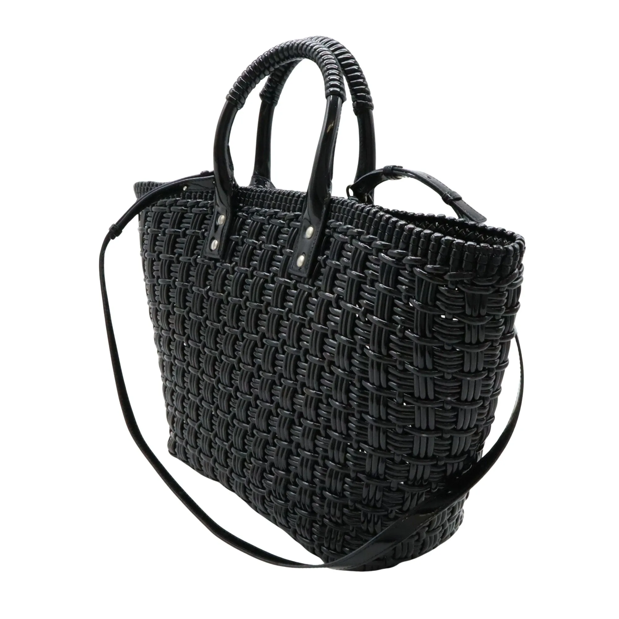 Balenciaga Bistro Basket Black Vinyl Bag