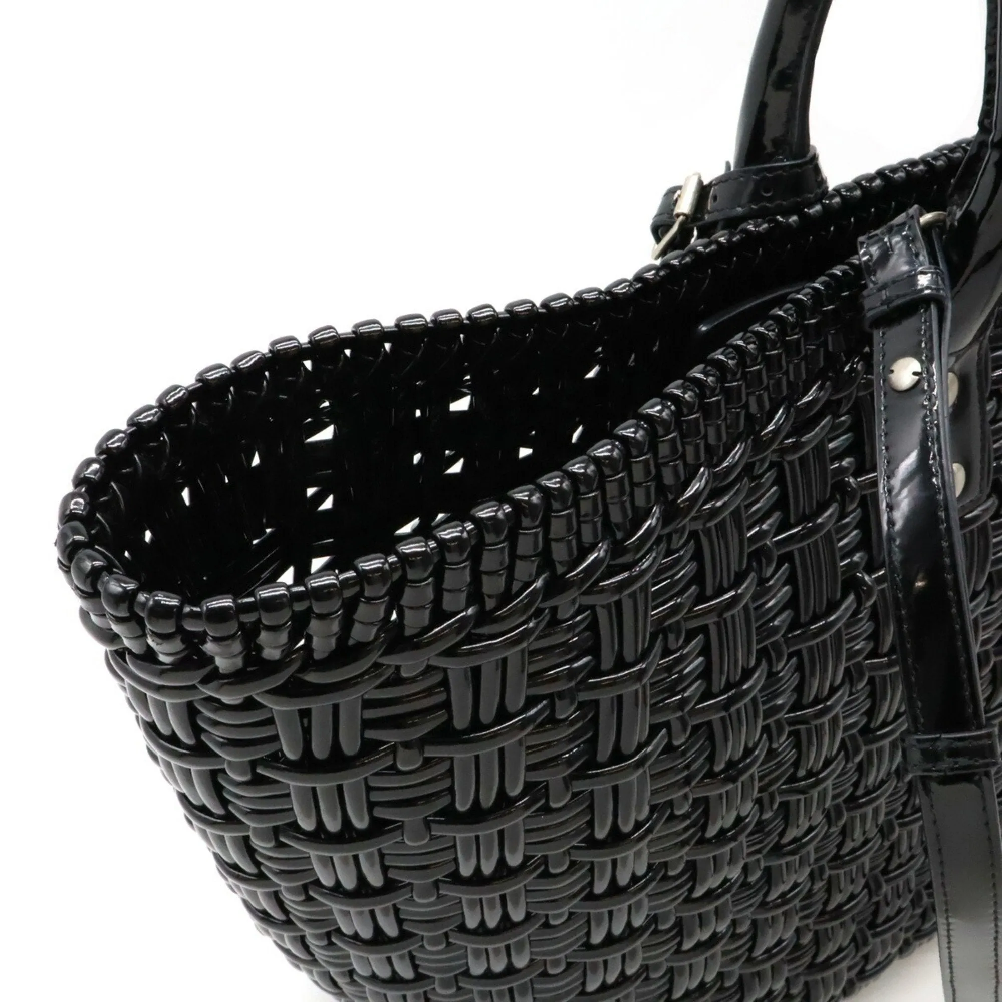 Balenciaga Bistro Basket Black Vinyl Bag