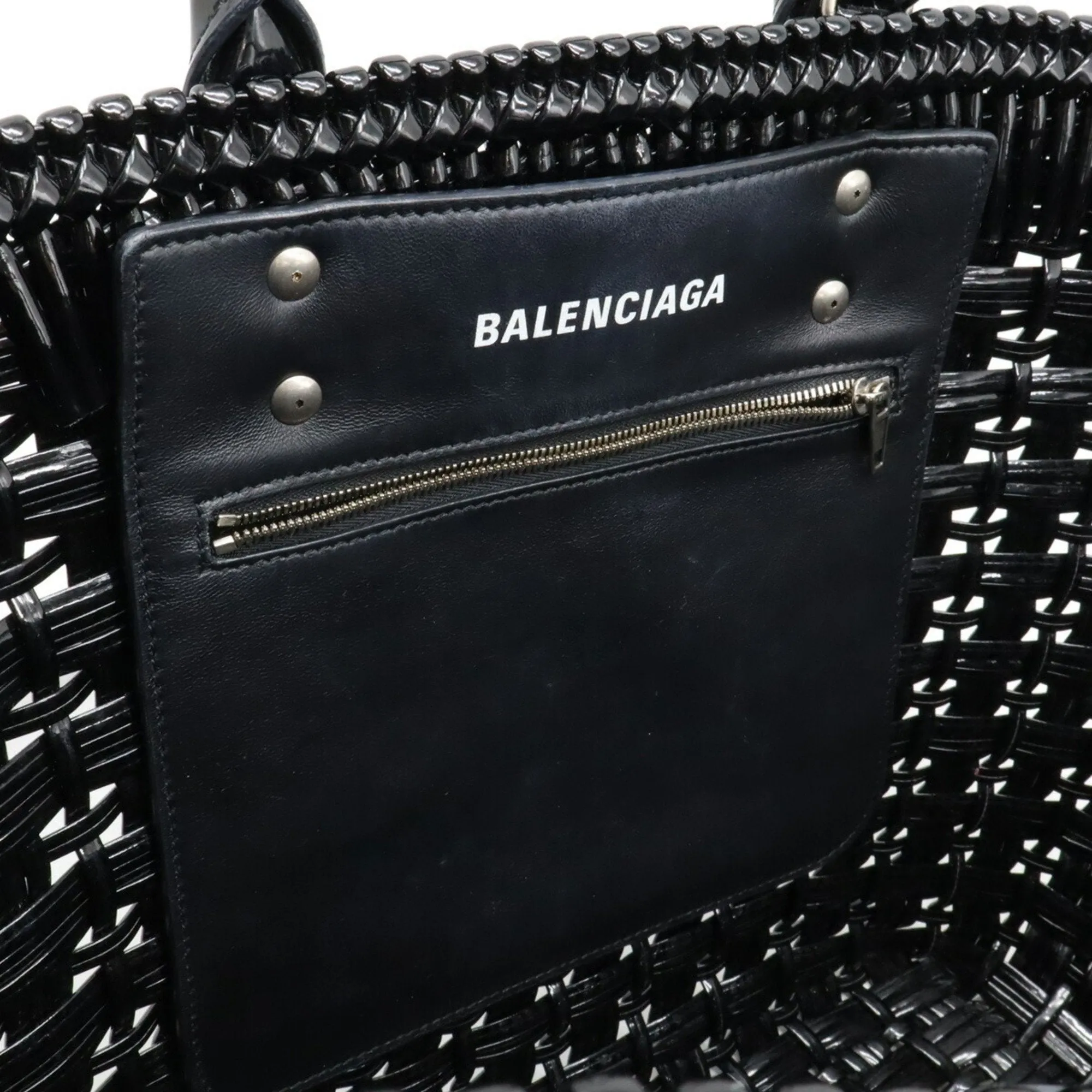 Balenciaga Bistro Basket Black Vinyl Bag