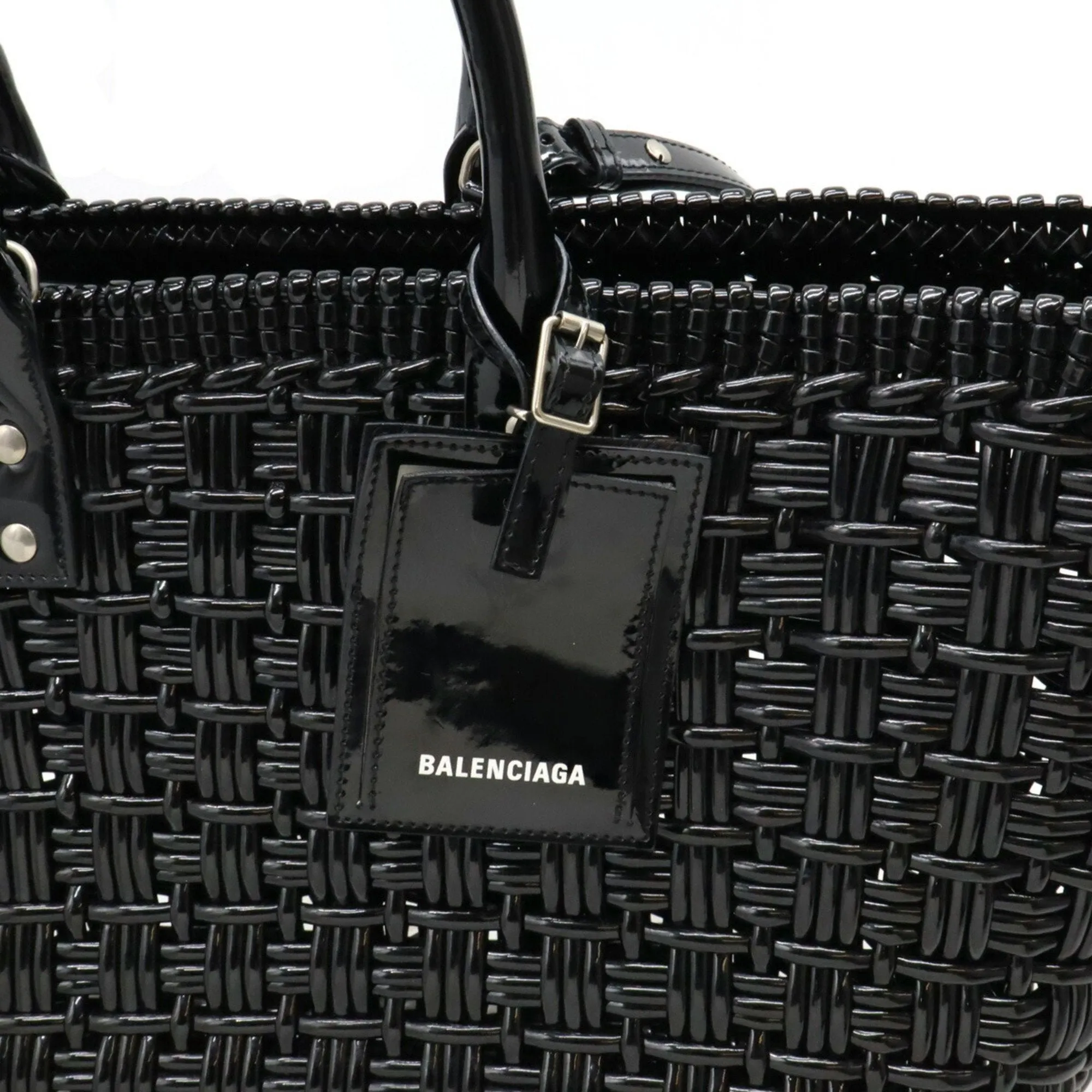 Balenciaga Bistro Basket Black Vinyl Bag