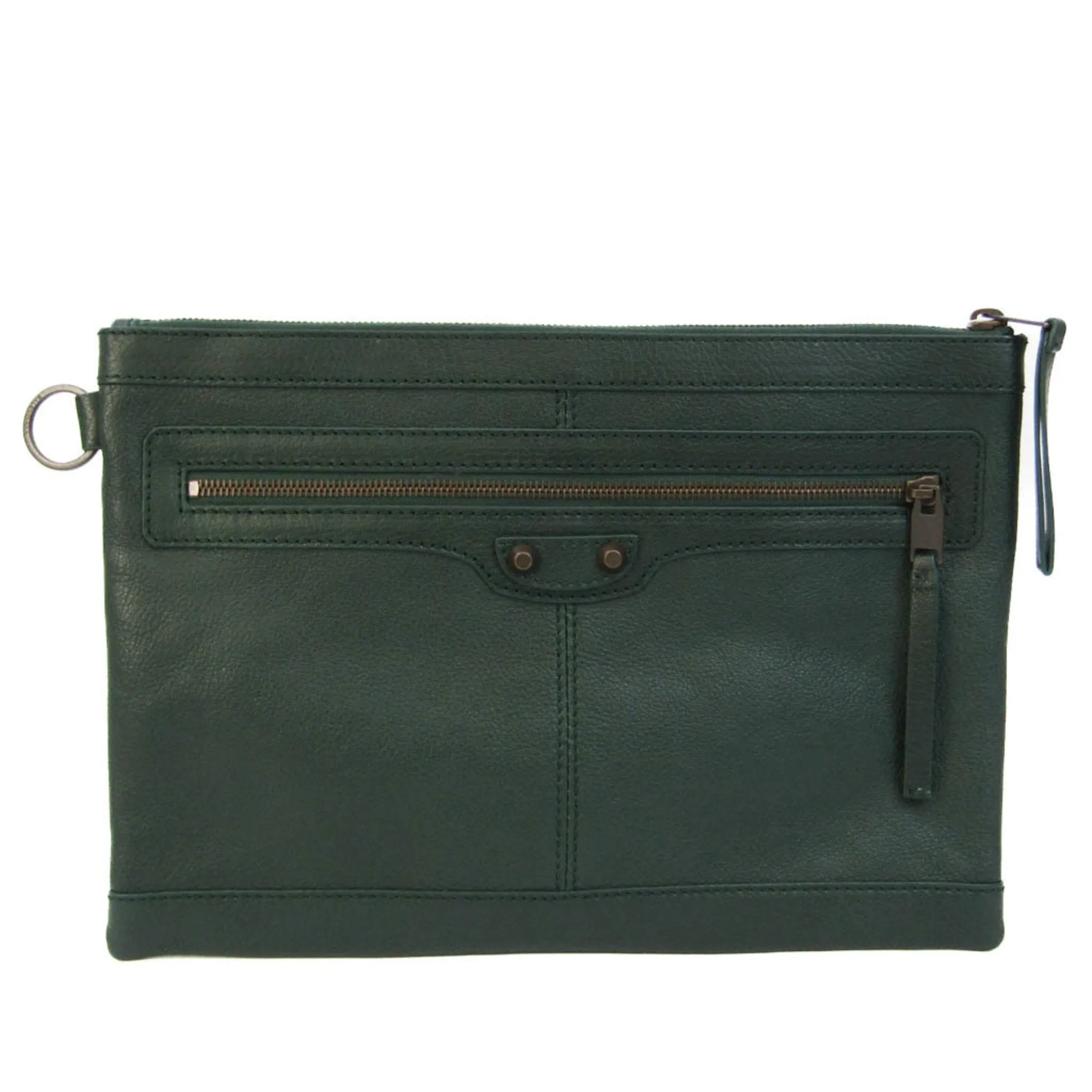 Balenciaga Clip Green Leather Bag