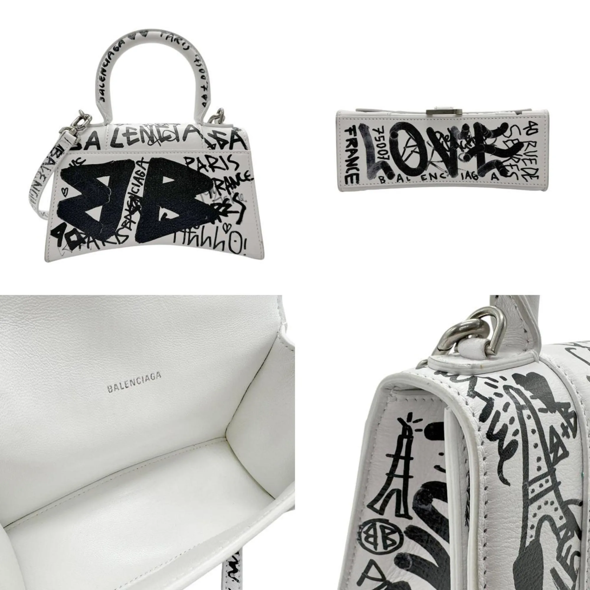 Balenciaga Hourglass White Leather Bag