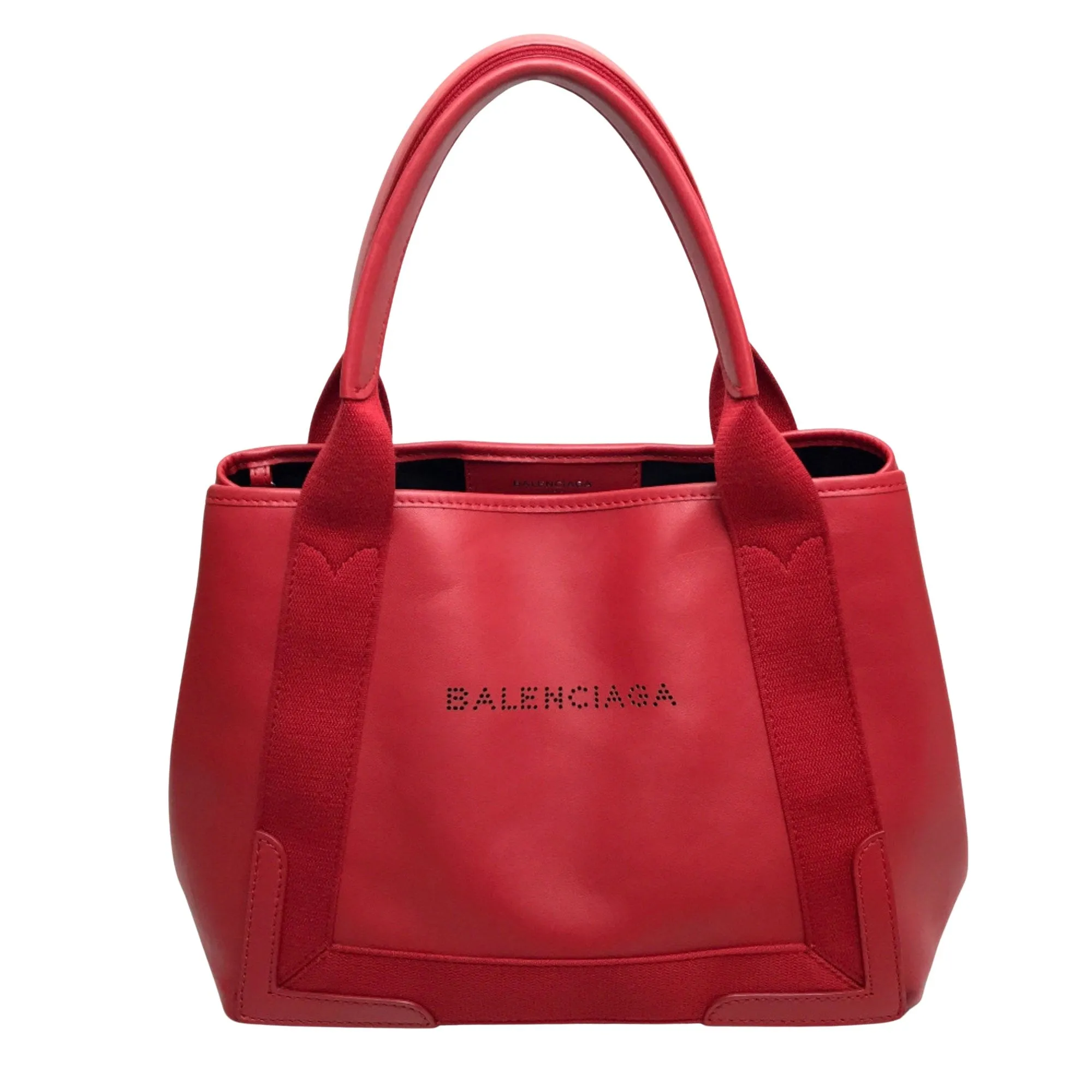 Balenciaga Navy Cabas Red Leather Bag