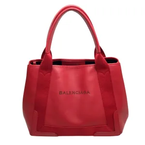 Balenciaga Navy Cabas Red Leather Bag