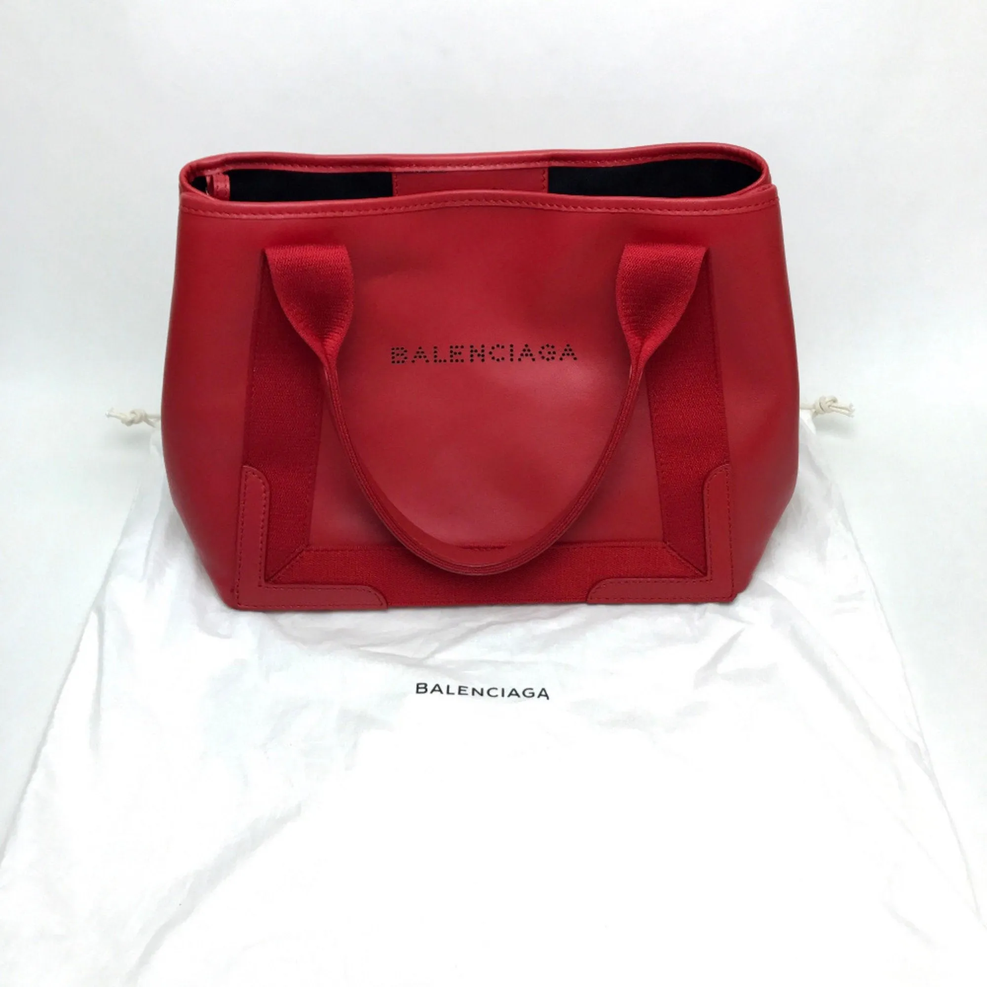 Balenciaga Navy Cabas Red Leather Bag