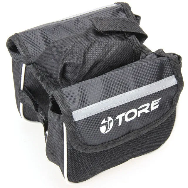 Bicycle Bike Top Frame Front Pannier Tube Bag Cycling Double Pouch Holder With Water Bottle Bag Mountain Bike Accessories