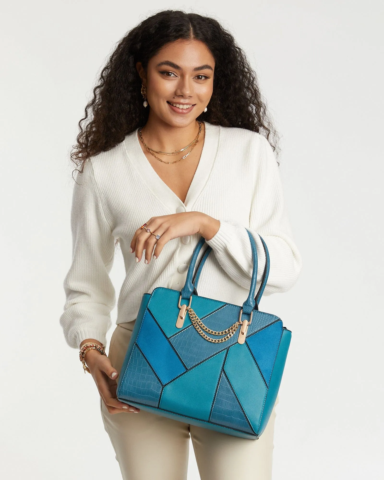 Blue Camilla Chain Tote Bag