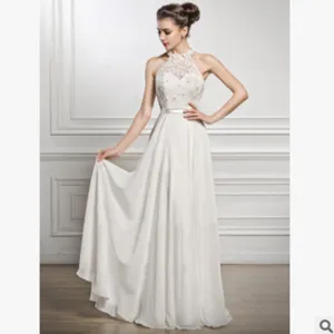 Bohemian Chic Wedding Guest Dress Evening Dress Sleeveless Halter Elegant Bridesmaid Gown