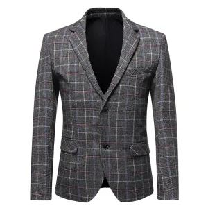 Bohemian Chic Wedding Guest Men Attire Casual Suit Plaid Two Buttons