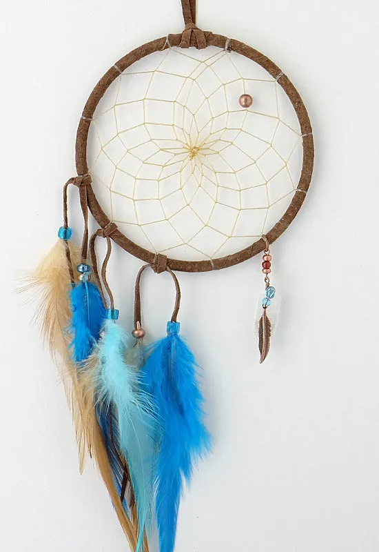 Brown and Turquoise 4 inch Dream Catcher Handmade in Canada