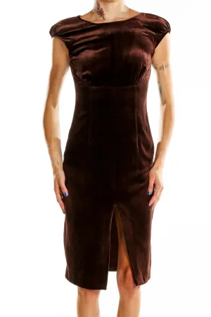 Brown Velour Chic Sheath Dress