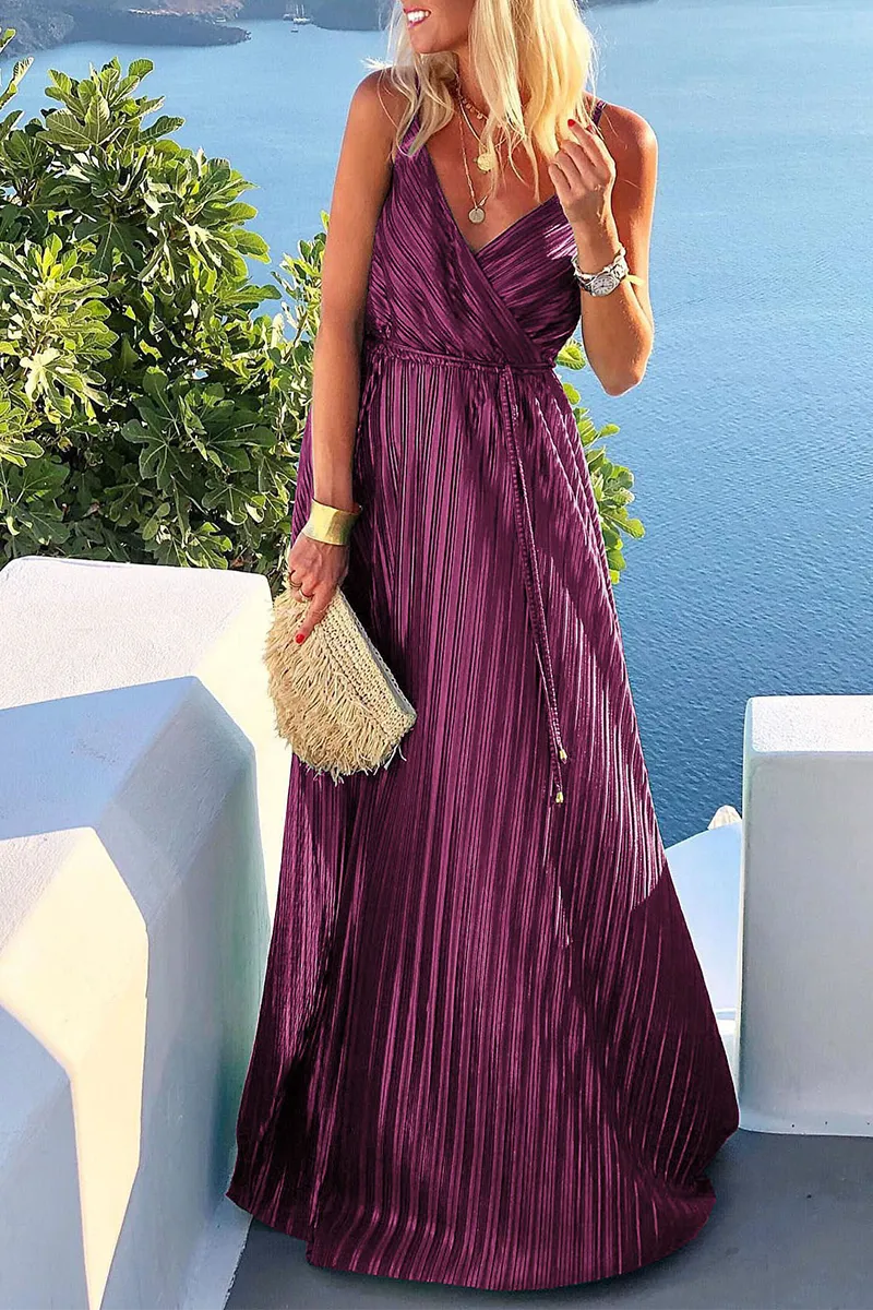 Celebrities Elegant Solid Frenulum V Neck Evening Dresses