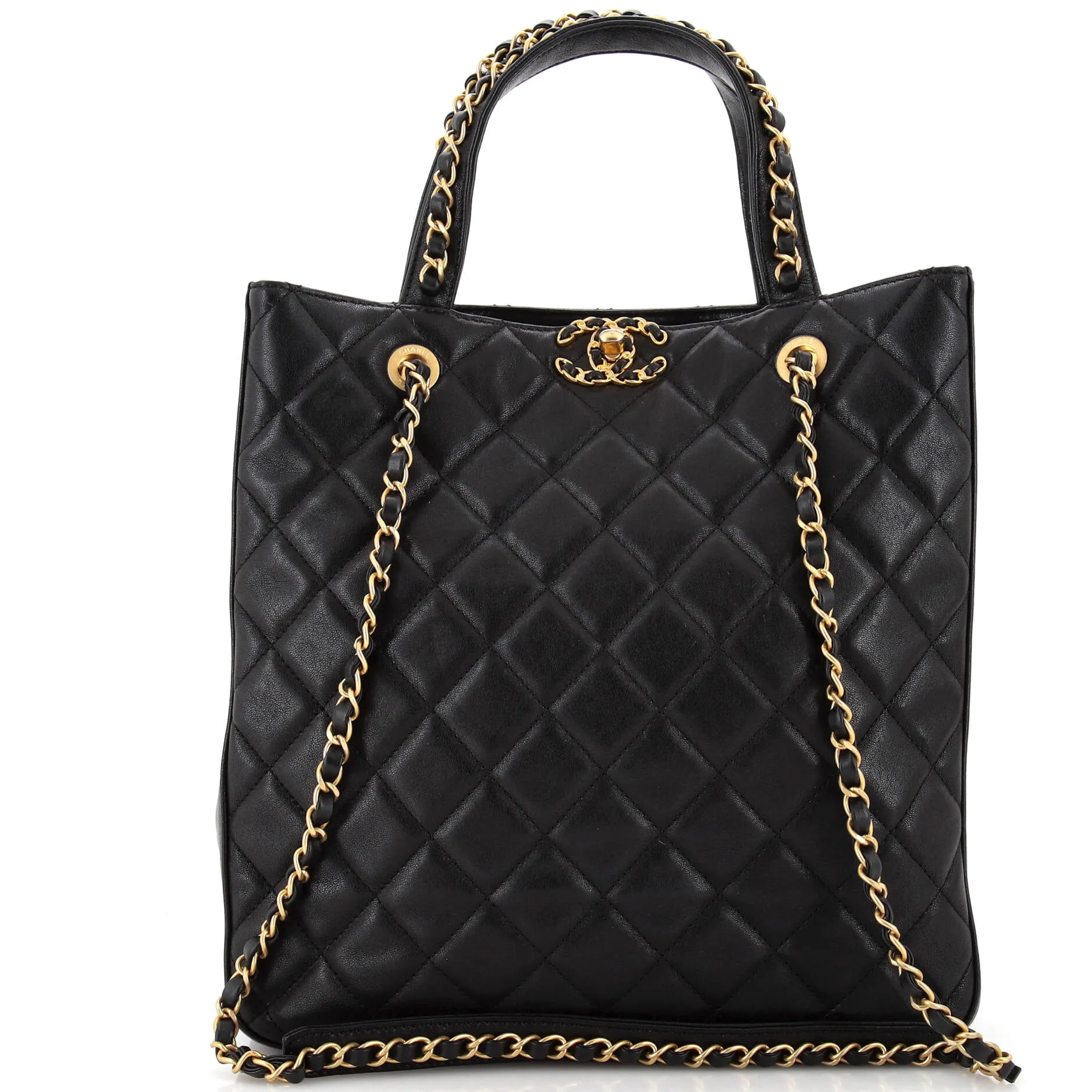 CHANEL Chain Infinity Shopping Tote Quilted Lambskin Large