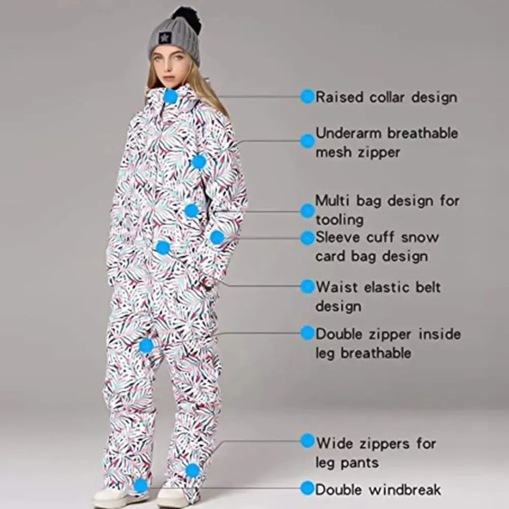 Charming One Piece Ski Jumpsuits Hooded Loose Snow Suits