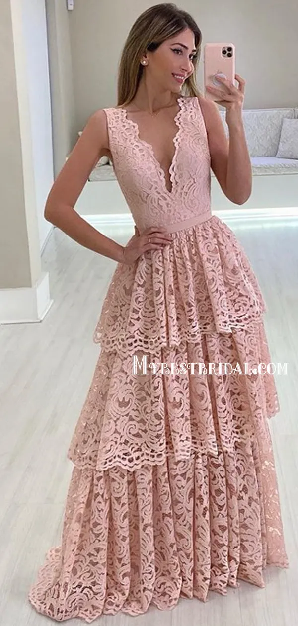 Charming V-neck Lace Party Cheap Evening Long Prom Dresses Online,PDY0144