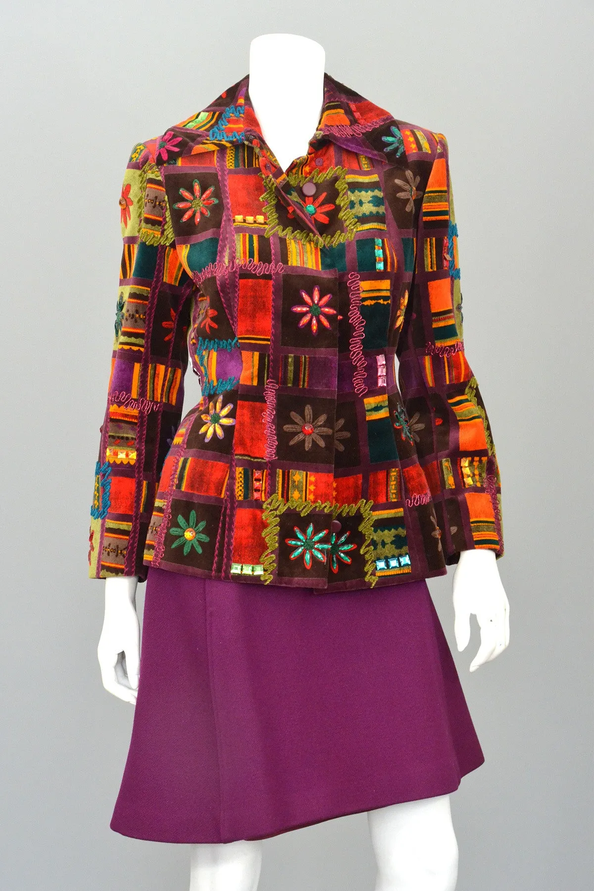 Christian Lacroix Beaded Patchwork Velvet Jacket Blazer