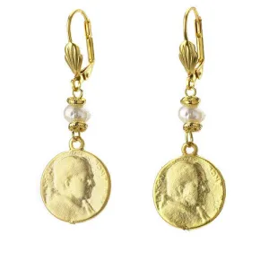 Coin Earring with Pearl Detail