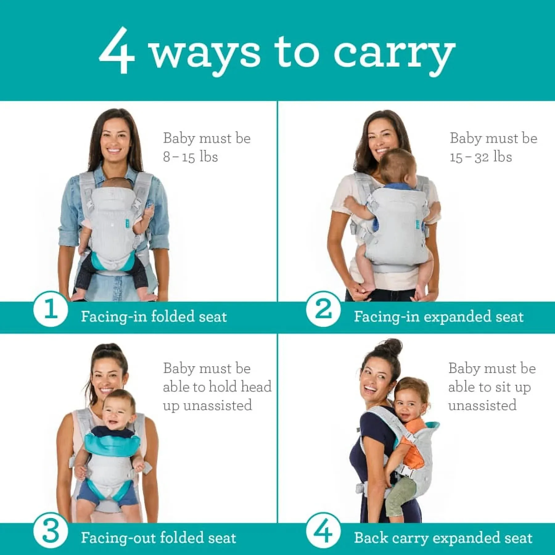 Convertible Baby Carrier | Light & Airy, 4 Positions,8-32 Flip 4-In-1