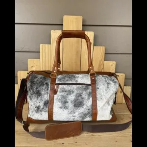 Cowhide And Leather Travel Duffle Bag