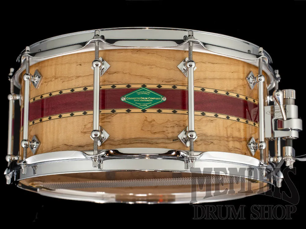 Craviotto 14x6.5 20th Anniversary Q3 Solid Curly Maple/Purpleheart Snare Drum