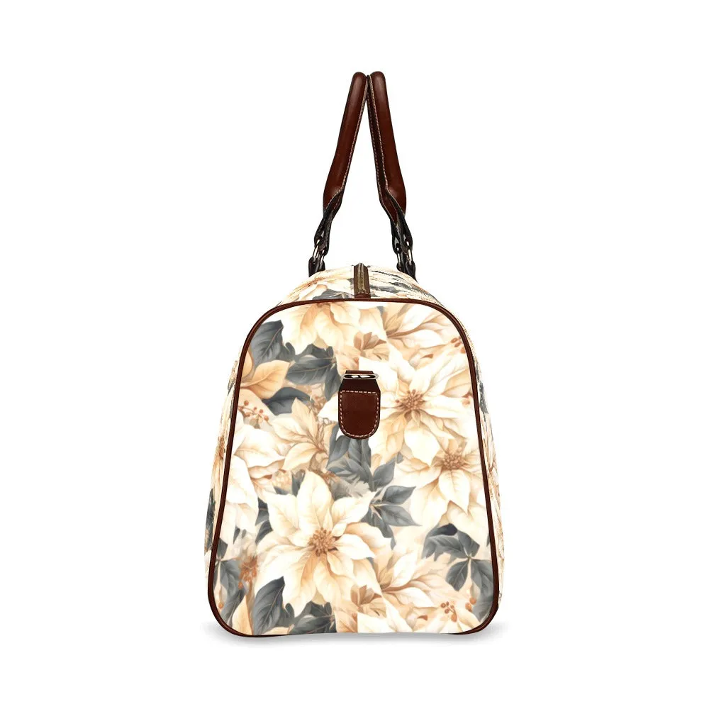 Cream Poinsettia2 Waterproof Travel Bag/Small (Model 1639)