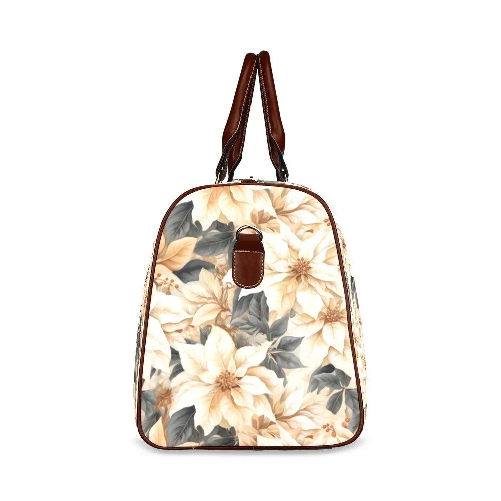 Cream Poinsettia2 Waterproof Travel Bag/Small (Model 1639)